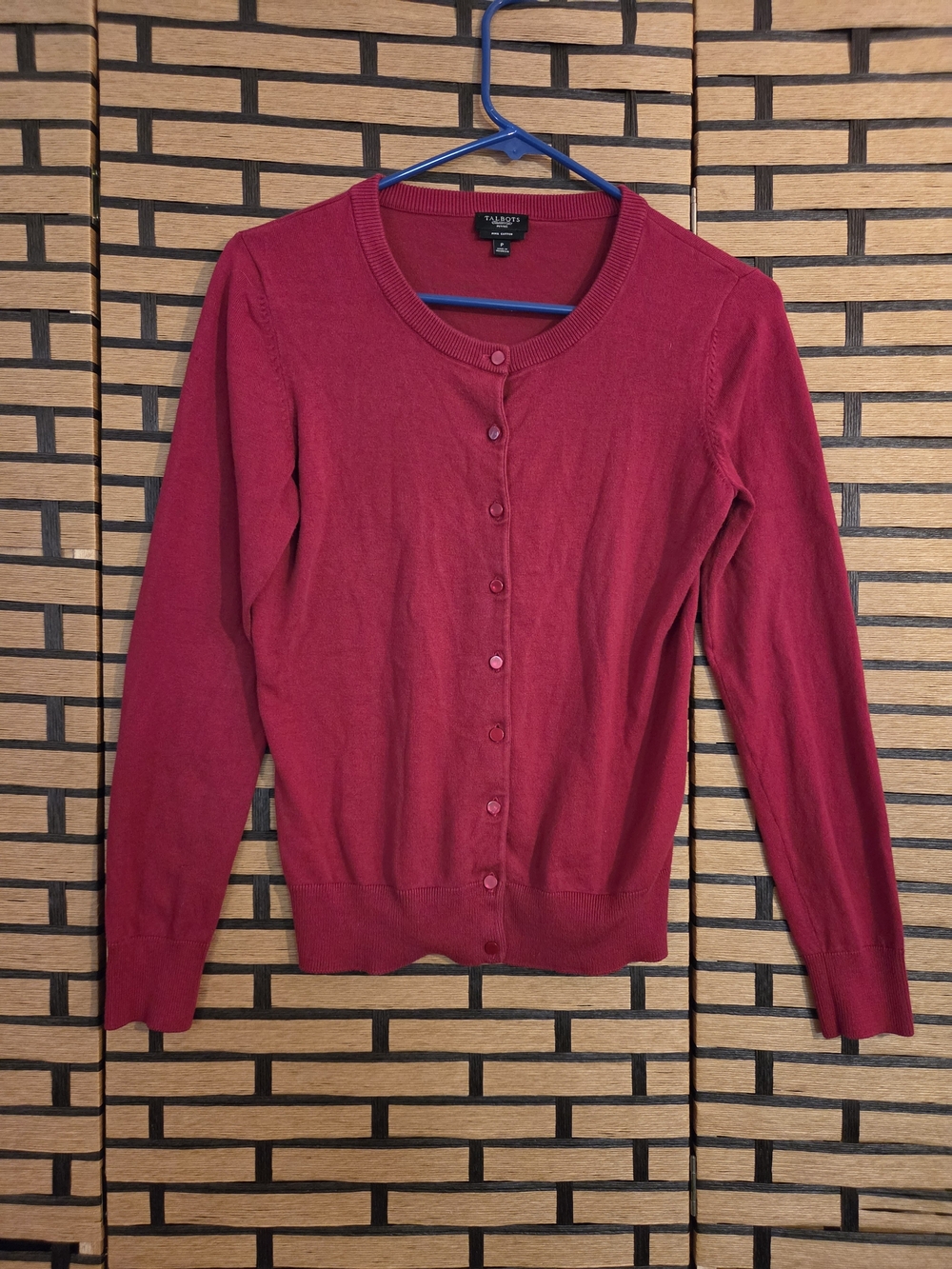 Talbots Women's Deep Red Button-Front Cardigan